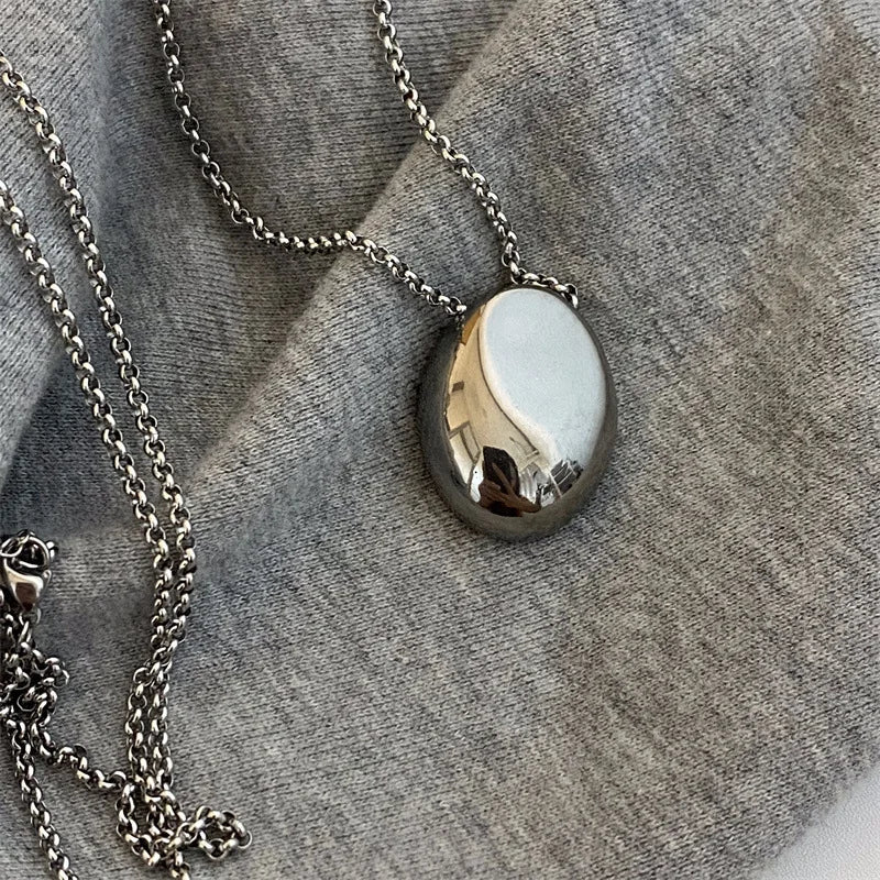 Long Necklace Pendant Large Water Drop silver