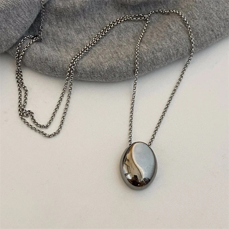 Long Necklace Pendant Large Water Drop silver
