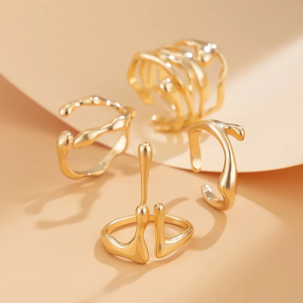 Long Ring Water Drop Band gold