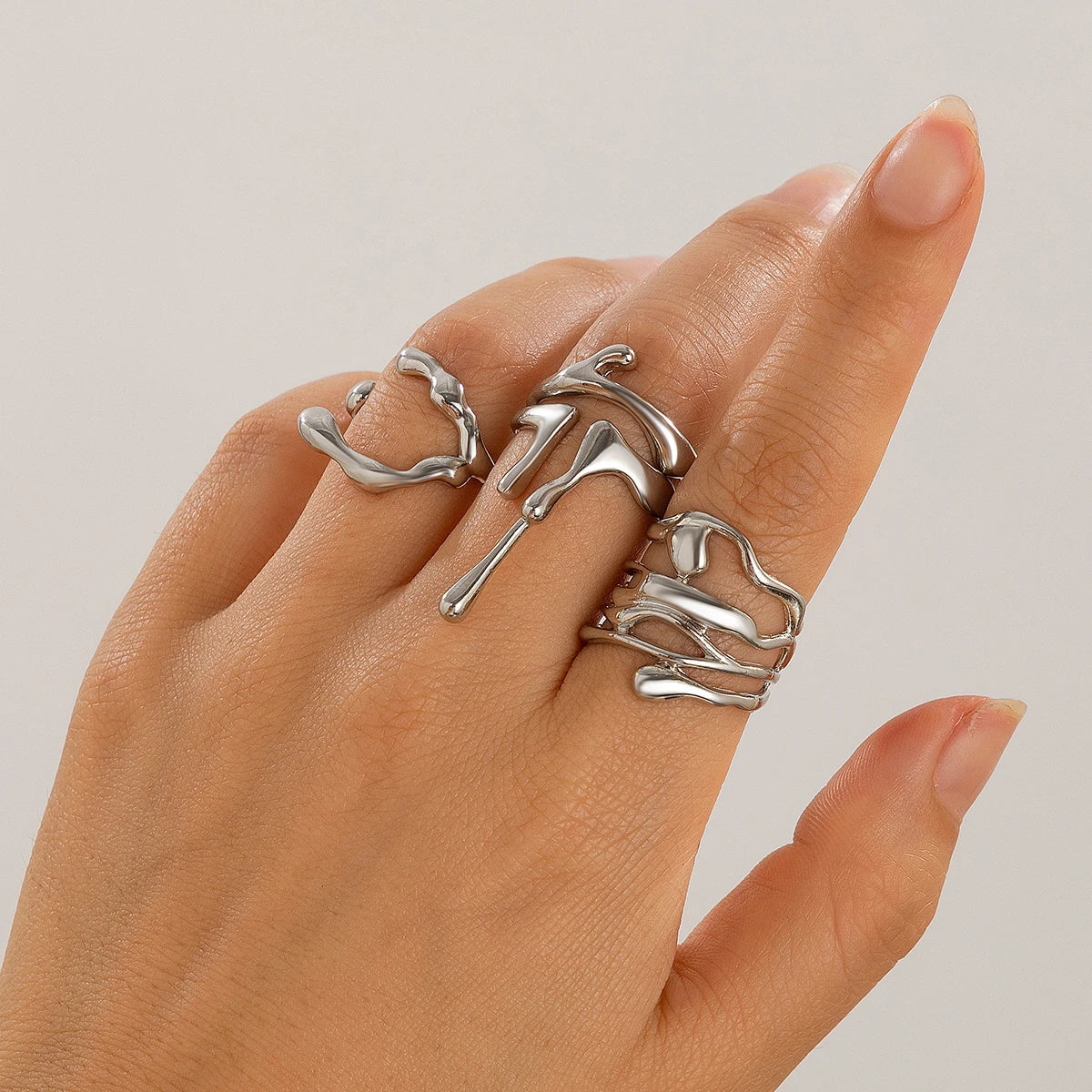Long Ring Water Drop Band silver