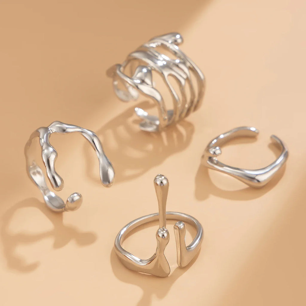 Long Ring Water Drop Band silver