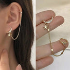 Long Moon Star Woman Earring Loop