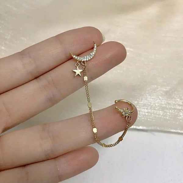 Long Moon Star Woman Earring Loop