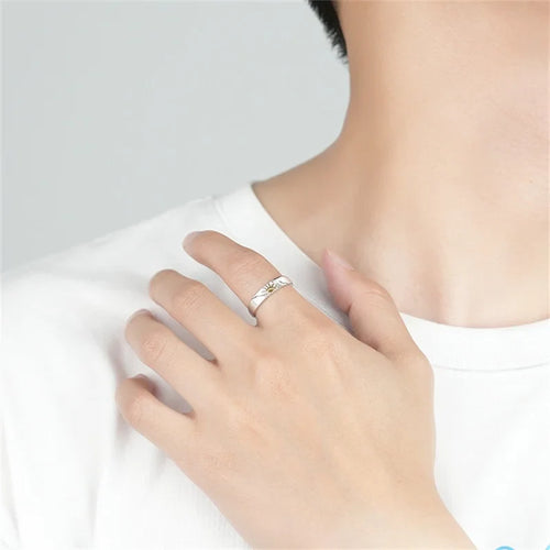 Set of 2 Couples Rings Moon and Sun Zircon Ring