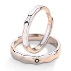 Set of 2 Couples Rings Romantic Sun and Moon Band