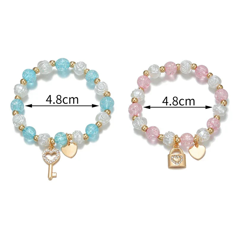 Set of 2 key and lock bracelets
