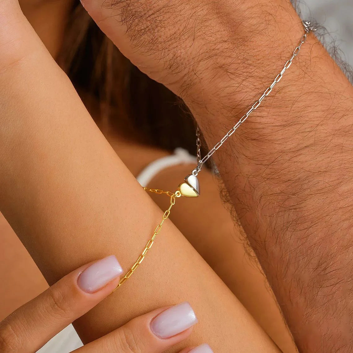 Set of 2 Half-Heart Bracelets for Couples