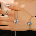 Set of 2 Moon or Sun Zircon Bracelets for Couples