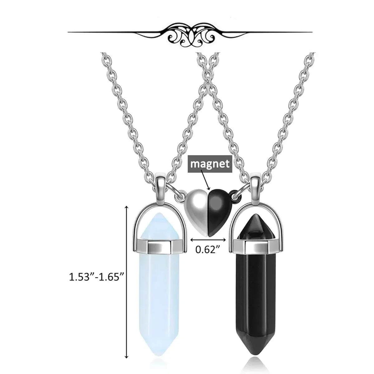Set of 2 Necklaces with Stone Pendant for Couple
