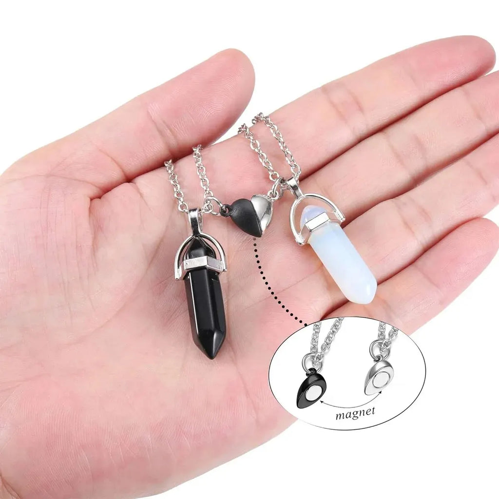 Set of 2 Necklaces with Stone Pendant for Couple