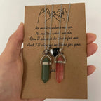 Set of 2 Necklaces with Stone Pendant for Couple pink and green