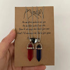 Set of 2 Necklaces with Stone Pendant for Couple red and blue