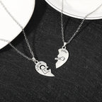 Set of 2 Necklaces with Half-Heart "I Love You" Pendants for Couples in Love