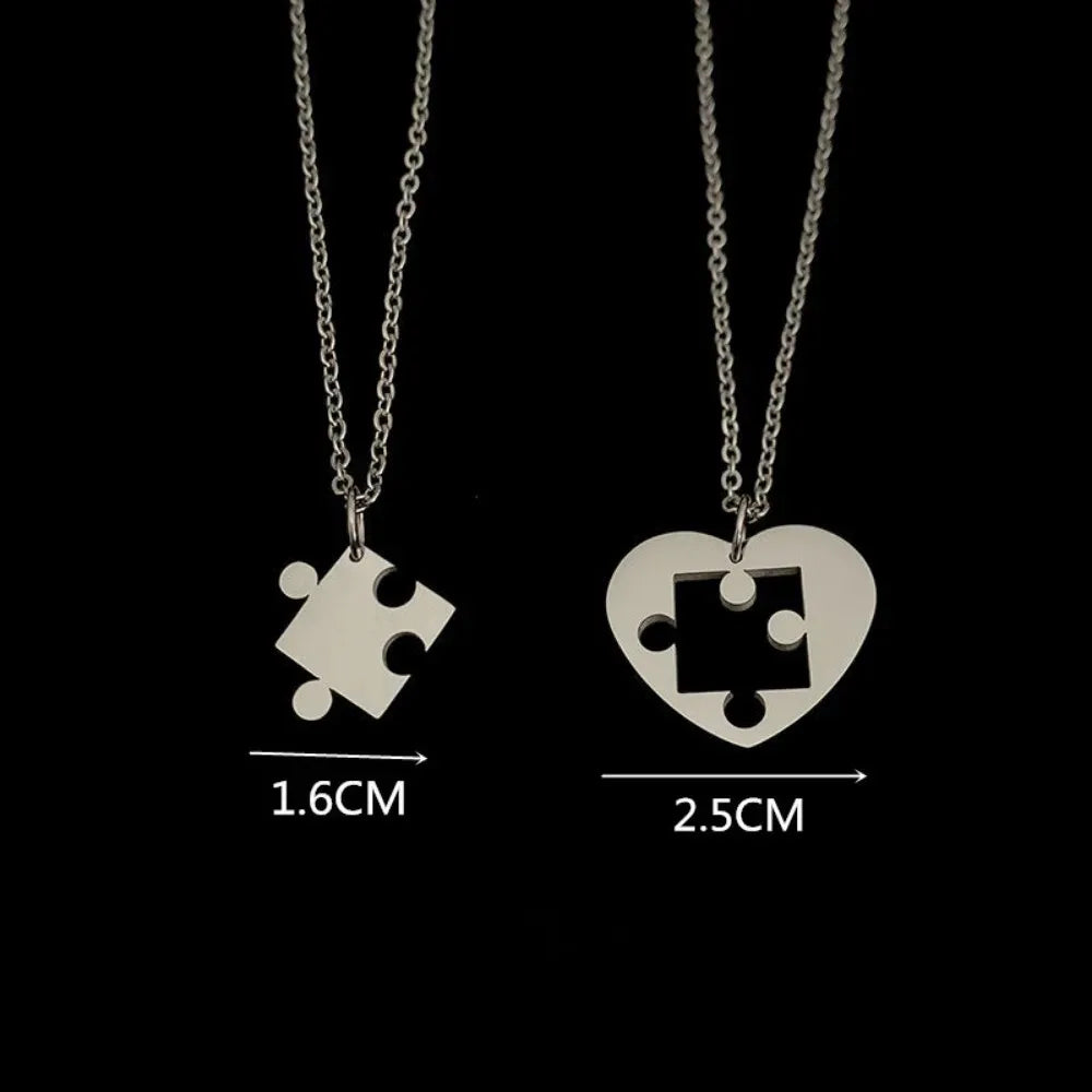 Set of 2 Necklaces with Puzzle Pendant for Couples