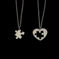 Set of 2 Necklaces with Puzzle Pendant for Couples