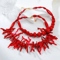 Set of 2 red coral necklaces
