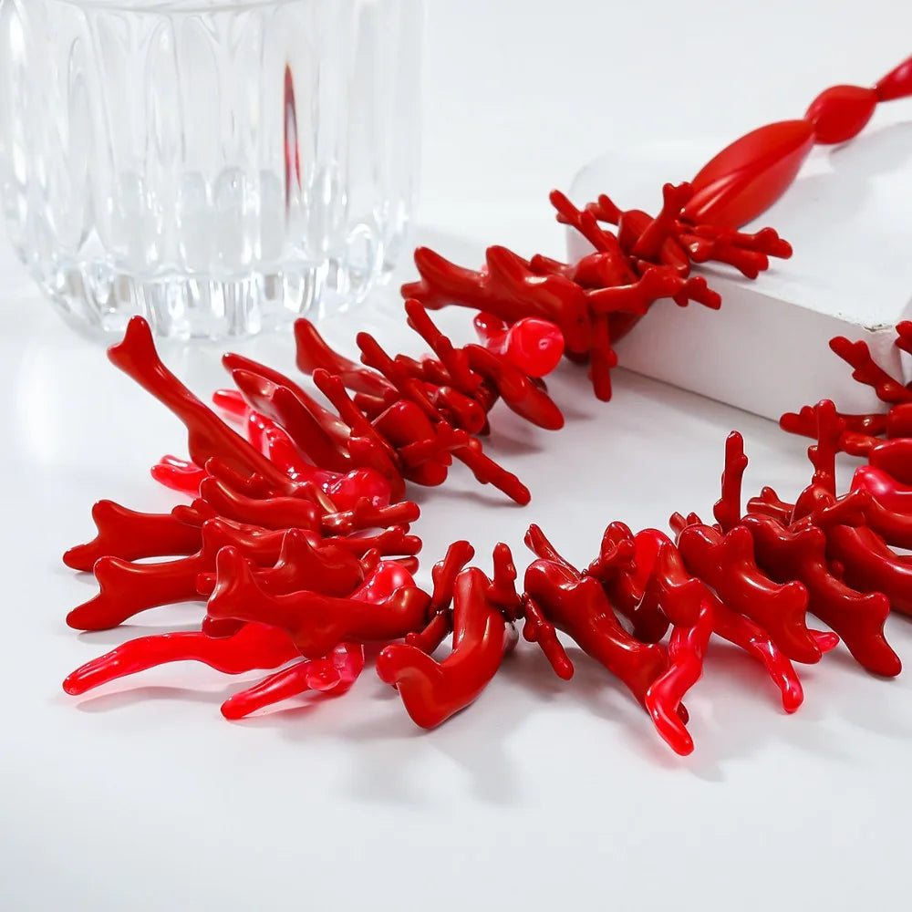 Set of 2 red coral necklaces