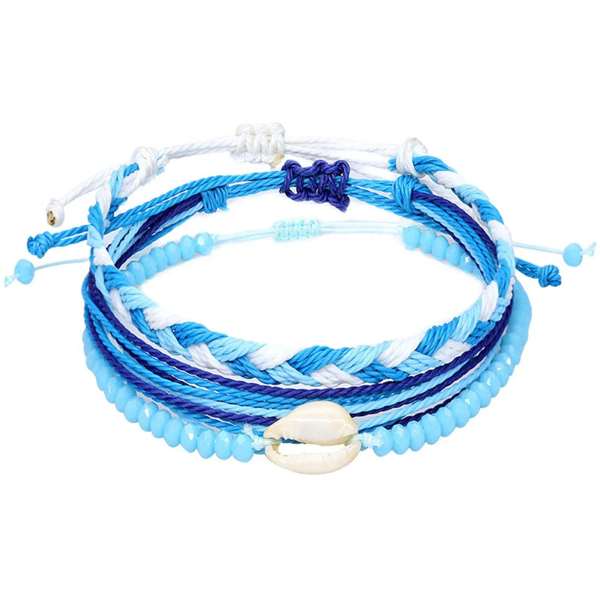 Set of 3 Colorful Waterproof Brazilian Bracelets turquoise blue