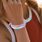 Set of 3 Colorful Waterproof Brazilian Bracelets pink