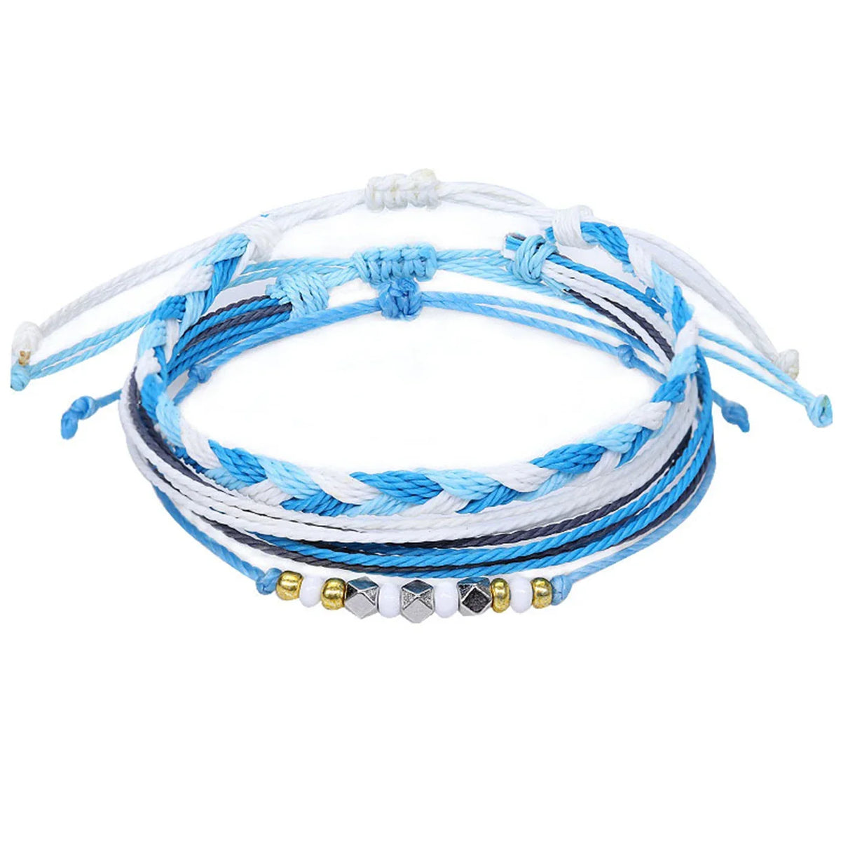 Set of 3 Colorful Waterproof Brazilian Bracelets blue