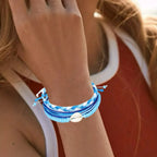 Set of 3 Colorful Waterproof Brazilian Bracelets turquoise blue