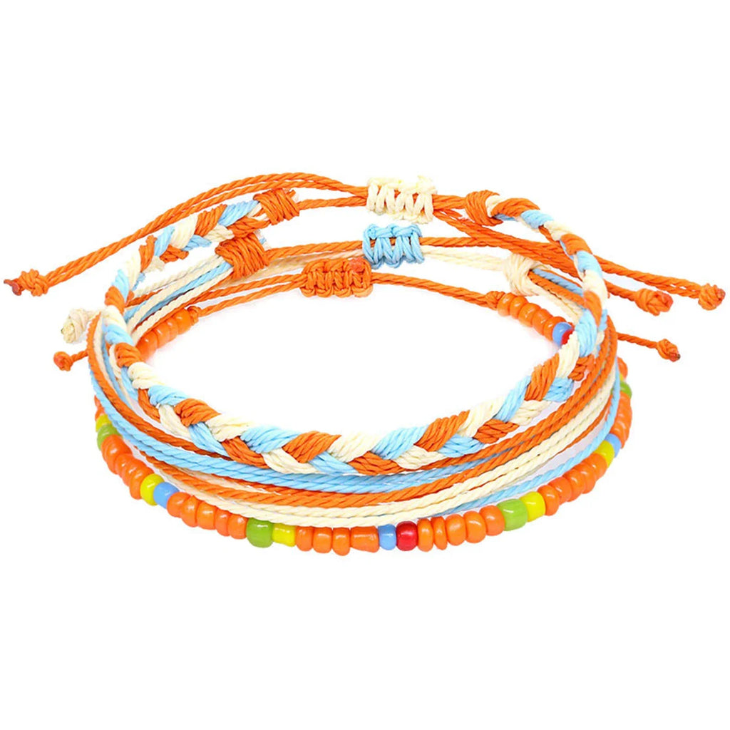 Set of 3 Colorful Waterproof Brazilian Bracelets orange