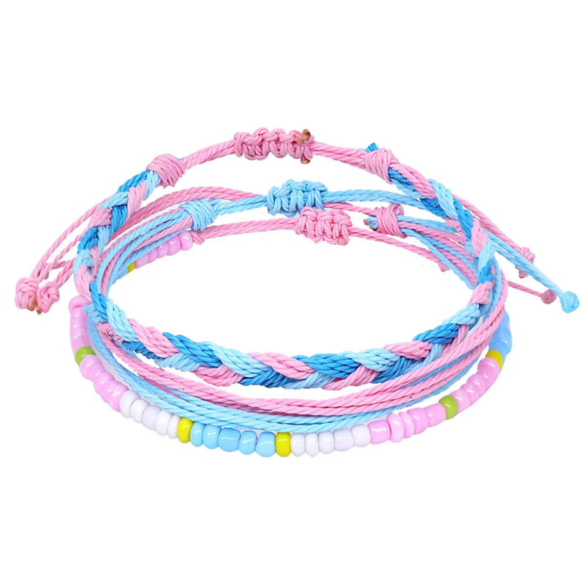 Set of 3 Colorful Waterproof Brazilian Bracelets pink