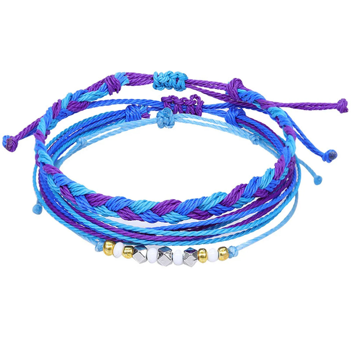 Set of 3 Colorful Waterproof Brazilian Bracelets purple