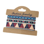 Set of 3 Handmade Ethnic-Style Brazilian Bracelets blue and red
