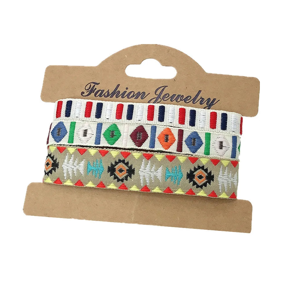 Set of 3 Handmade Ethnic-Style Brazilian Bracelets multicolor