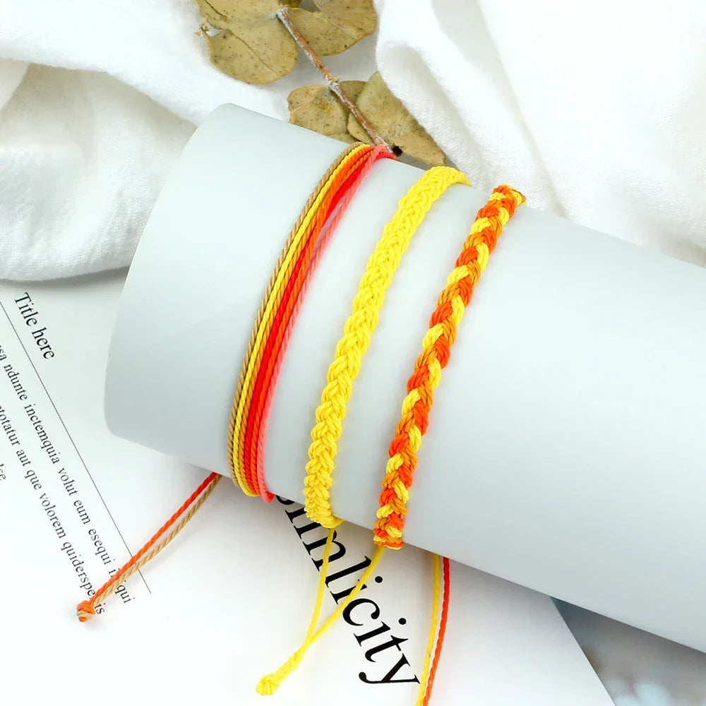 Set of 3 Waterproof Braided Brazilian Bracelets yellow