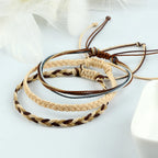 Set of 3 Waterproof Braided Brazilian Bracelets beige