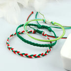 Set of 3 Waterproof Braided Brazilian Bracelets green and red