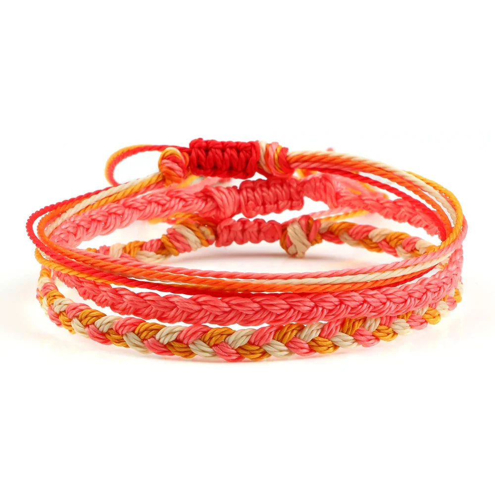 Set of 3 Waterproof Braided Brazilian Bracelets orange