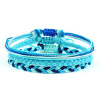 Set of 3 Waterproof Braided Brazilian Bracelets turquoise