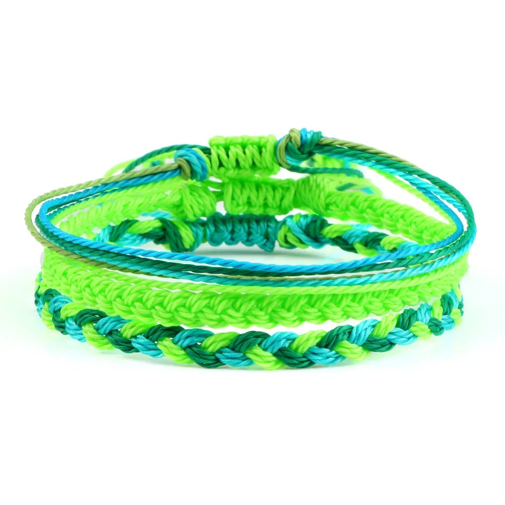 Set of 3 Waterproof Braided Brazilian Bracelets green