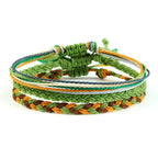 Set of 3 Waterproof Braided Brazilian Bracelets green and orange