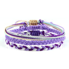 Set of 3 Waterproof Braided Brazilian Bracelets purple