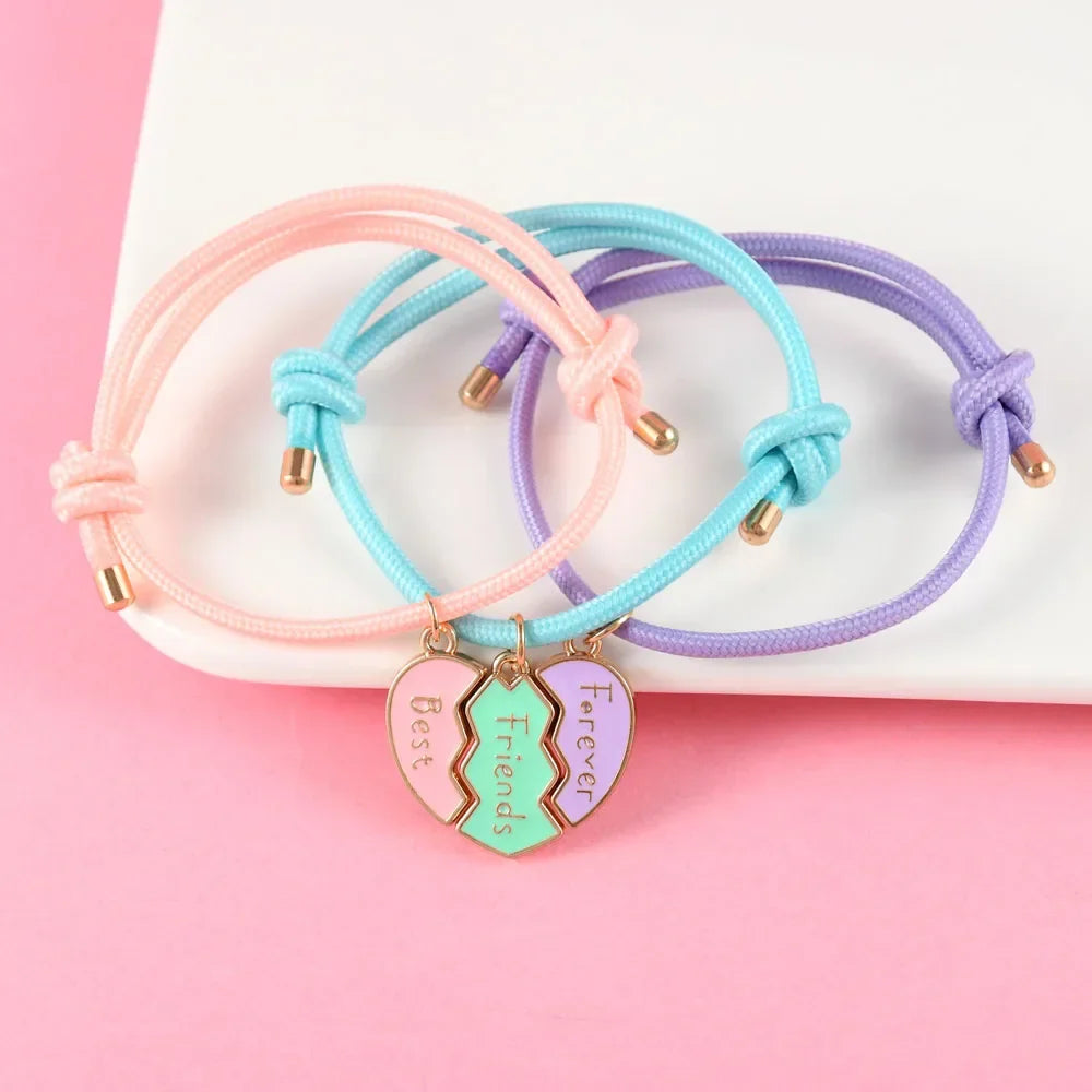 Set of 3 Rope Bracelets for Trio of Best Friends gold