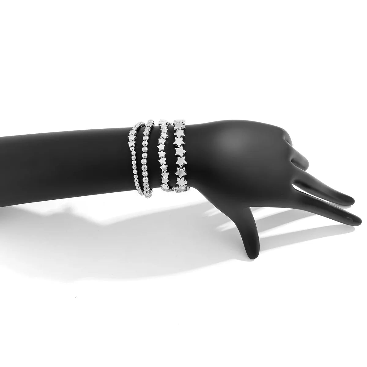 Set of 4 Silver Star Bracelets