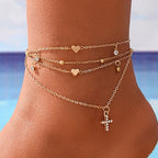 Set of Four Women's Anklets Jewelry