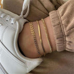 Set of Four Women's Anklets Jewelry