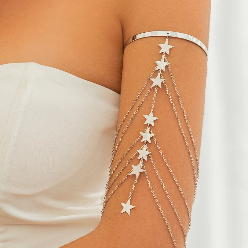 Upper Arm Ornament - Biceps Jewelry and Women's Chain Arm Bracelet Silver