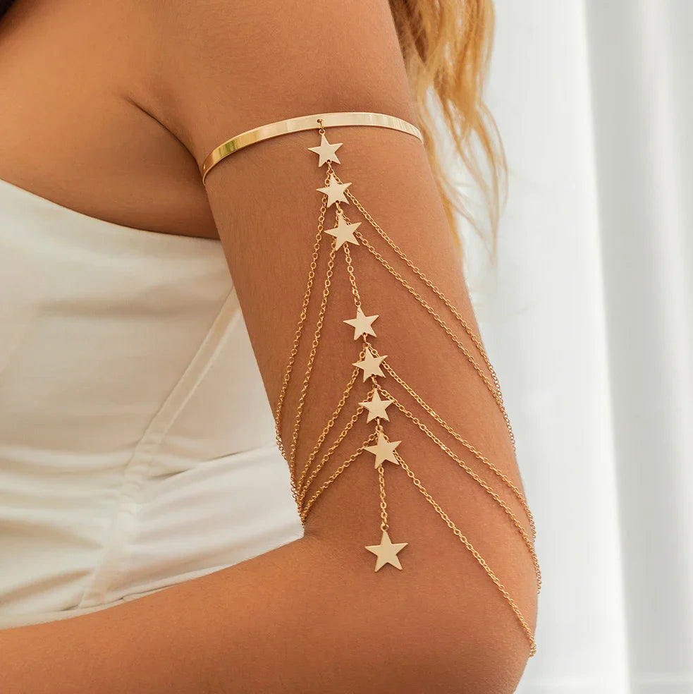 Upper Arm Ornament - Biceps Jewelry and Women's Chain Arm Bracelet Gold