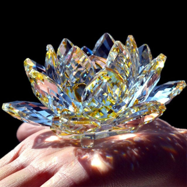 Fengshui Crystal Glass Ornament "Quartz Flower" - Healing, Buddhism, Meditation