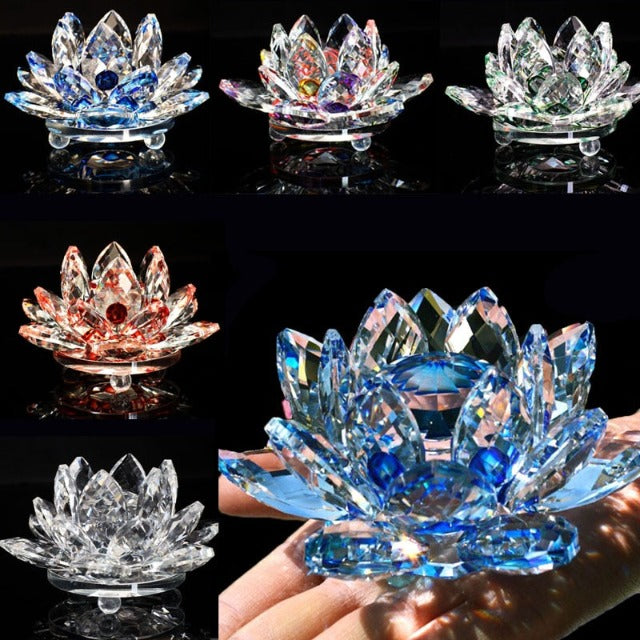 Fengshui Crystal Glass Ornament "Quartz Flower" - Healing, Buddhism, Meditation