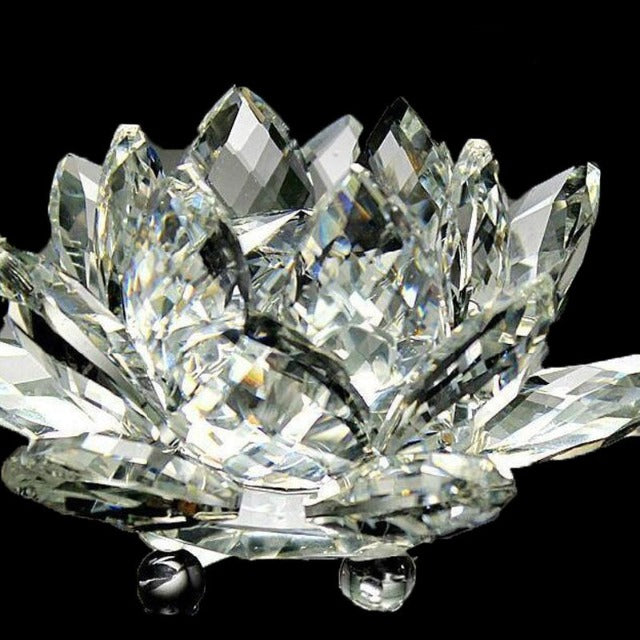 Fengshui Crystal Glass Ornament "Quartz Flower" - Healing, Buddhism, White Meditation