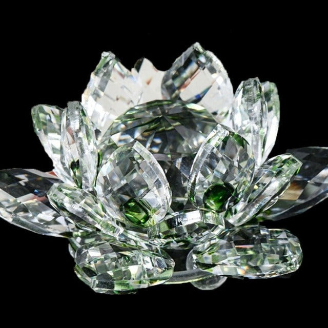 Fengshui Crystal Glass Ornament "Quartz Flower" - Healing, Buddhism, Green Meditation