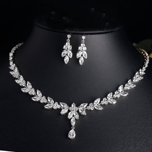 Wedding Necklace and Earrings Set silver