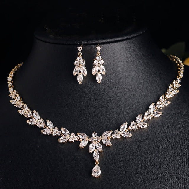 Wedding Necklace and Earrings Set gold